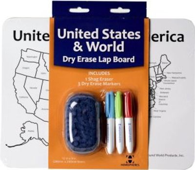 World and United States Dry Erase Practice Geography Board Detail