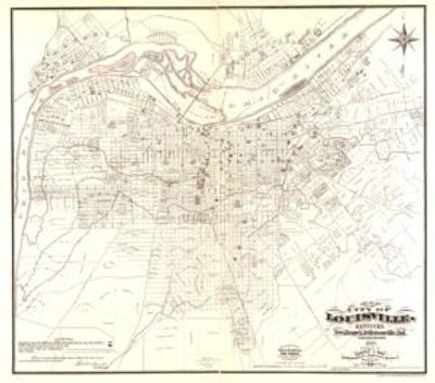 Louisville Kentucky 1873 Antique Map Replica