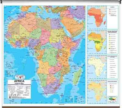 Africa Political Classroom Style Pull Down Wall Maps