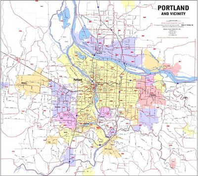 Portland Oregon ZIP Code Wall Map