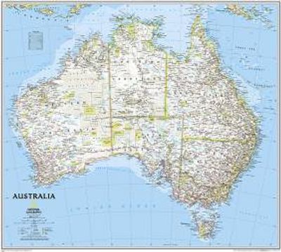 Australia Classic Blue Wall Map National Geographic