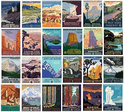 National Parks WPA Artistic Posters by Ranger Dougs