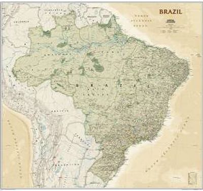 Brazil Executive Tan Wawal Map National Geographic Poster