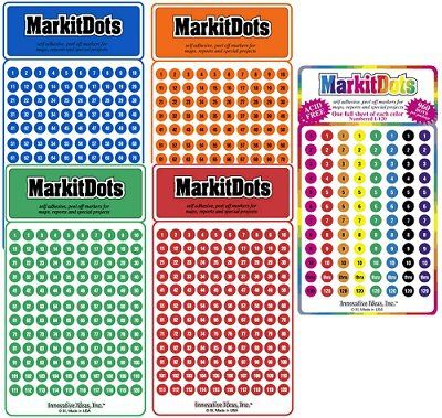 Numbered Map Sticker Dots