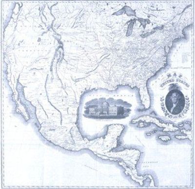 1851 United States, Mexico and Central America Antique Map Reproduction
