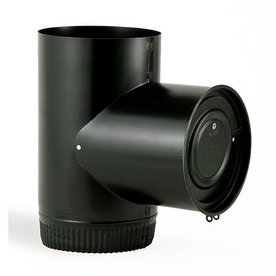 Draft Control Black Tee Joint Stove Pipe