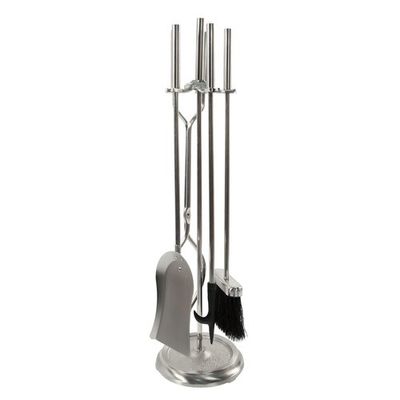 Neoclassic Fireplace Tool Set - Brushed Steel