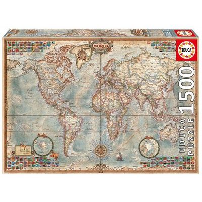 Antique Style World Map Puzzle, 1500 Piece