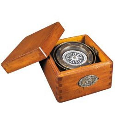 Replica Antique Lifeboat Compass Wood Box