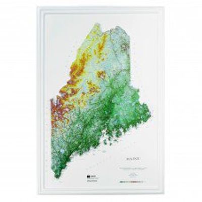 Maine Raised Relief Map Raven Colors