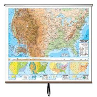 US Physical Wall Map (Advanced) on Roller