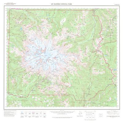 Mt. Rainier NP Topographic Wall Map by USGS