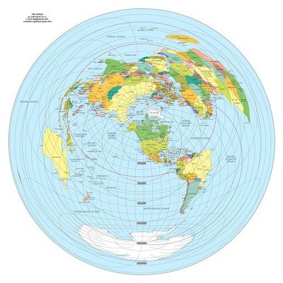 Azimuthal World Map (Seattle Centered)