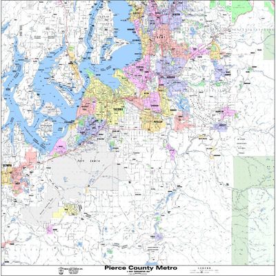 Pierce County Metro Wall Map Poster Paper Laminated Current