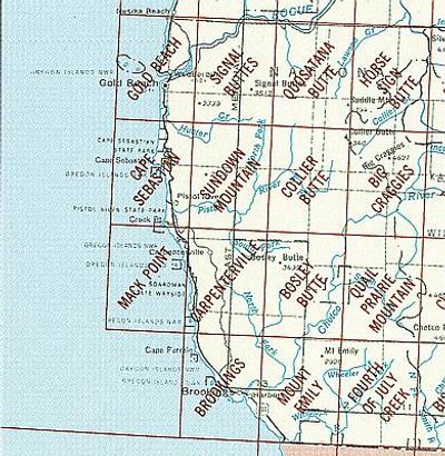 Gold Beach OR Area USGS 1:24K Topo Map Index