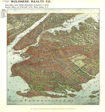 Brooklyn New York 1908 Antique Map Replica