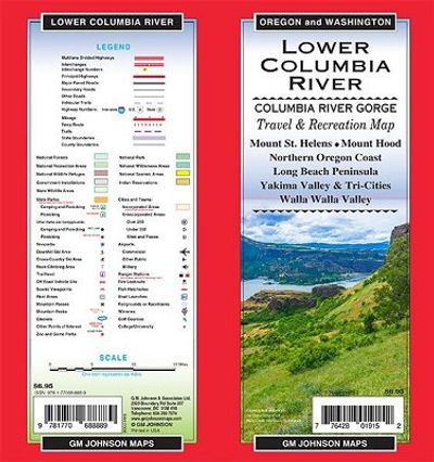 Lower Columbia River Travel Map Washington State GM Johnson