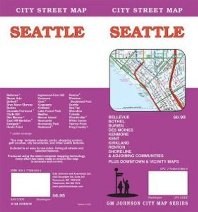 Seattle City Street Map Detail Paper Folded GM Johnson Updated