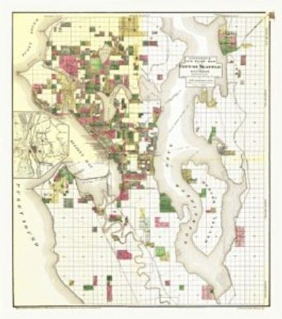 Seattle 1890 Antique Map Replica