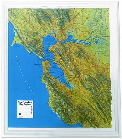 San Francisco Bay Region Raised Relief Map 3D