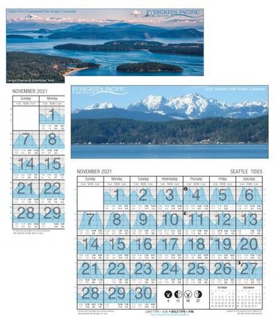2022 Tide Calendar l Evergreen Pacific - Seattle or Port Townsend / San Juan Islands