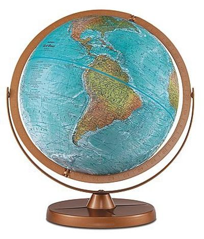 Atlantis Desktop Physical World Globe 12 Inch Diameter Raised and Indented Relief
