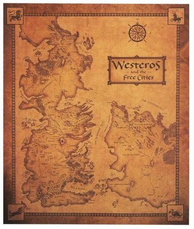 Game of Thrones Westeros and the Free Cities Wall Map