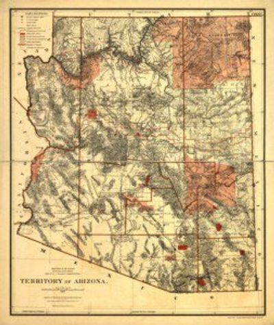 Arizona 1887 Antique Map Replica