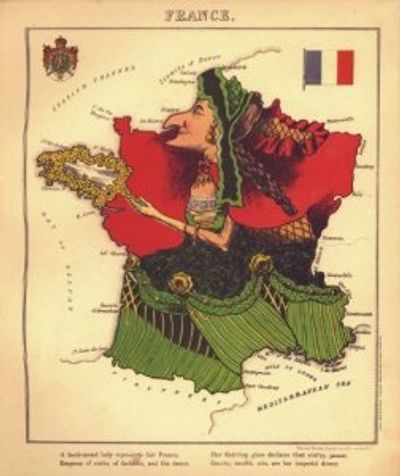 France 1868 Antique Map Replica