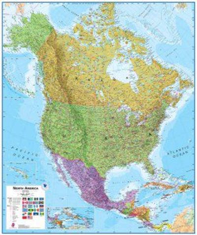 North America Wall Map Poster Paper Laminated Classroom