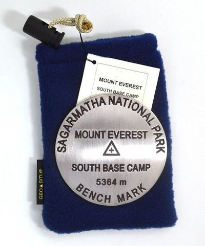 Mt Everest Base Camp Benchmark Medallion