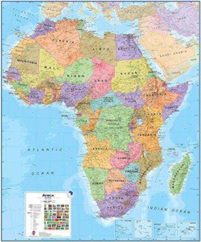 Africa Large Political Wall Map by Maps International with Clear Country Names