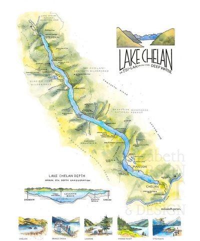 Lake Chelan Watercolor by Elizabeth Person