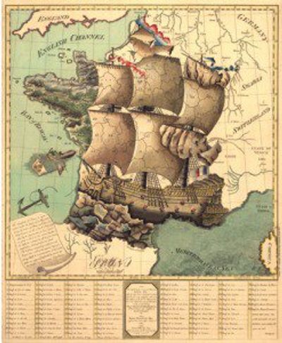 France 1795 Antique Map Replica