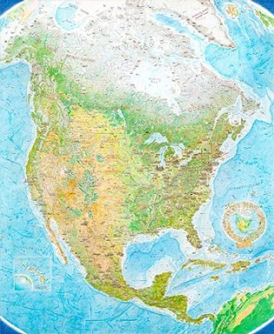 North America Hand Drawn Detailed Wall Map Illustration