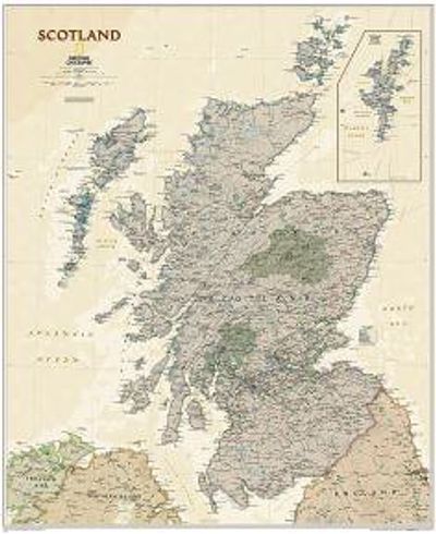 Scotland Wall Map Executive Tan National Geographic Poster