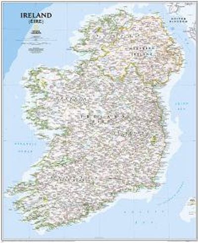 Ireland Wall Map Classic Blue Poster National Geographic