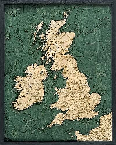 United Kingdom 3D Nautical Wood Chart