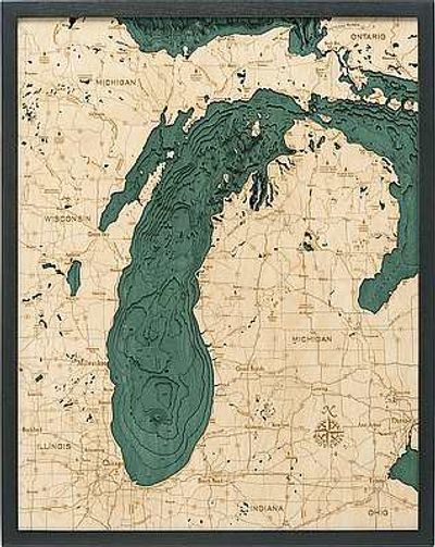 Lake Michigan Wood Chart - Large Size