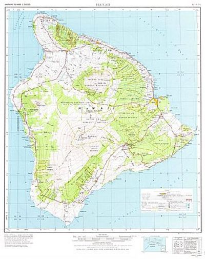 Big Island of Hawaii USGS Topographic Map 1 to 250k scale
