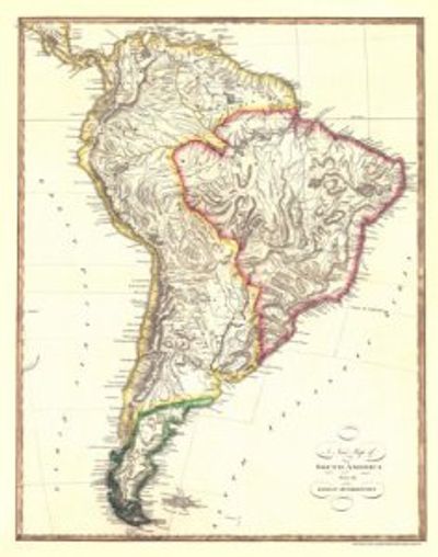 South America 1810s Antique Map Replica