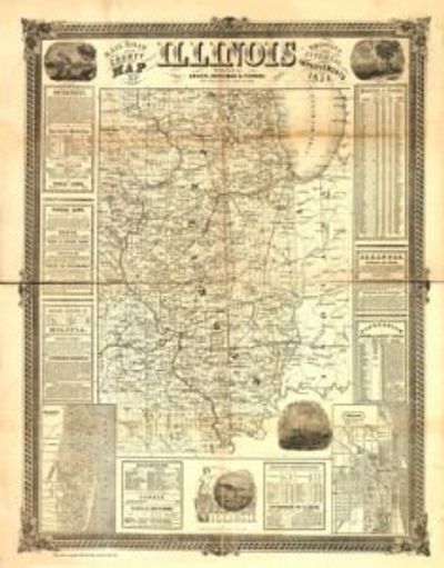 Antique Map of Illinois 1854