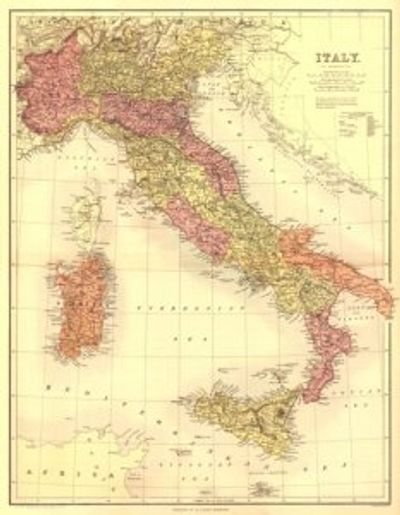 Italy 1890 Antique Map Replica