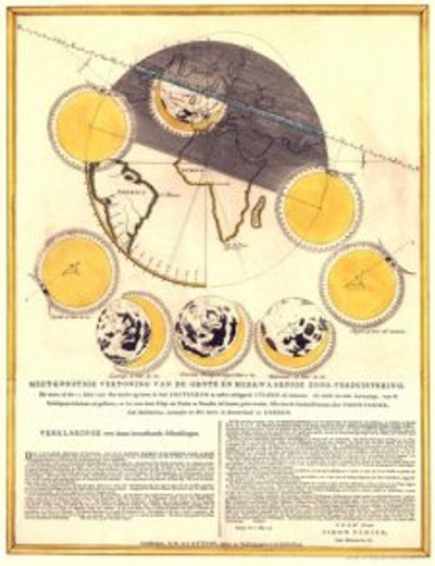 1748 Moon Map - Solar Eclipse Antique Print
