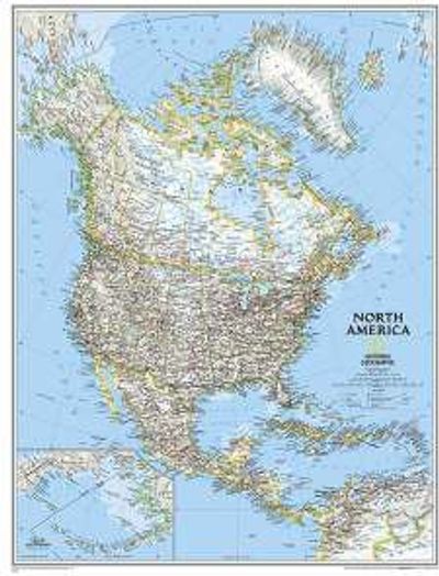 North America Wall Map Classic Blue National Geographic