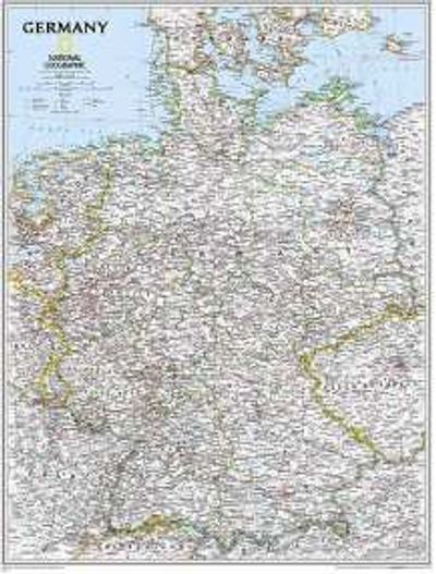 Germany Wall Map Classic Blue Poster National Geographic