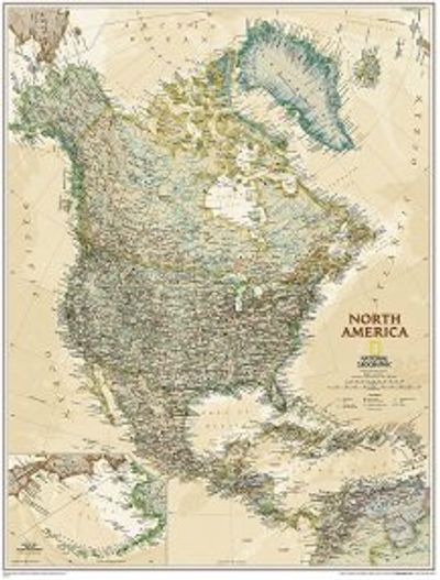 North America Wall Map Executive Tan National Geographic