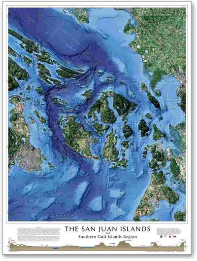 San Juan & Gulf Islands Satellite Map l Tahoe Maps