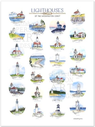Lighthouses Watercolor Art by Elizabeth Person