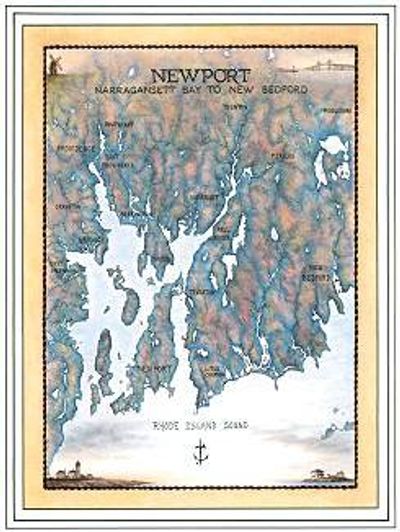 Newport Rhode Island Nautical Watercolor Art Wall Map
